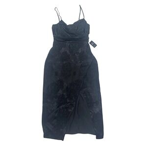 EXPRESS Black Floral Jacquard V-Neck Wrap Midi Dress size 4 NWT!